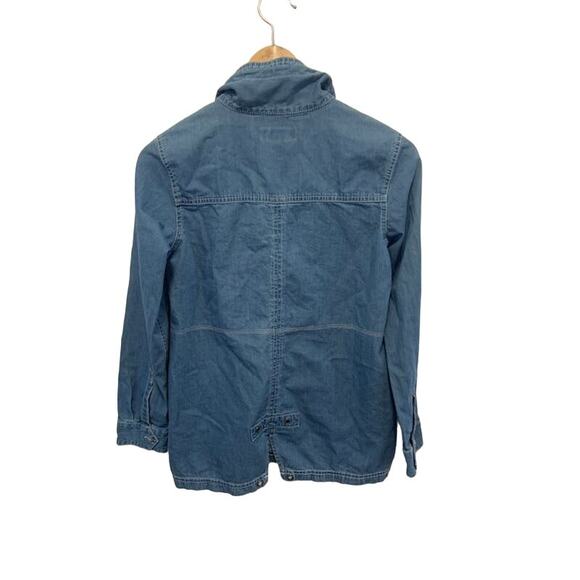 Eddie Bauer denim jean pullover jacket coat size XS w hood - Picture 2 of 9